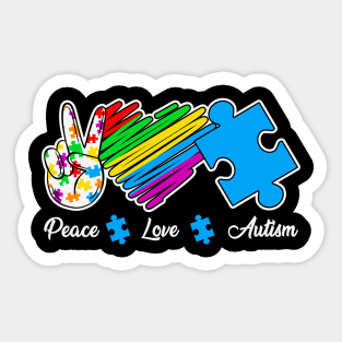 Peace Love Autism Awareness Gift for Birthday, Mother's Day, Thanksgiving, Christmas Sticker